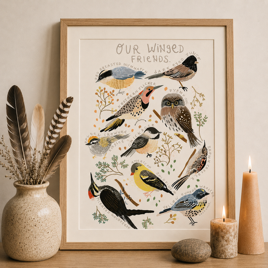 Birdsong Meditation Garden | Bird Art Print
