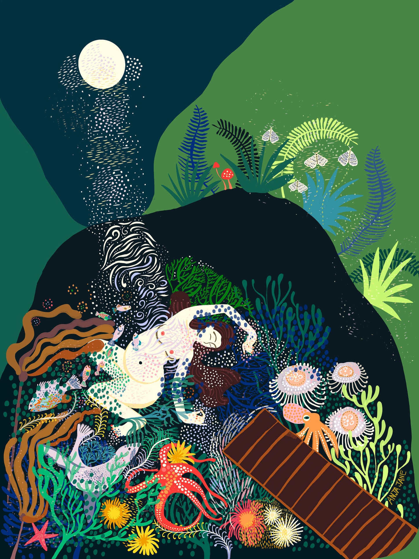 Swimming in Bioluminescence Canvas Print
