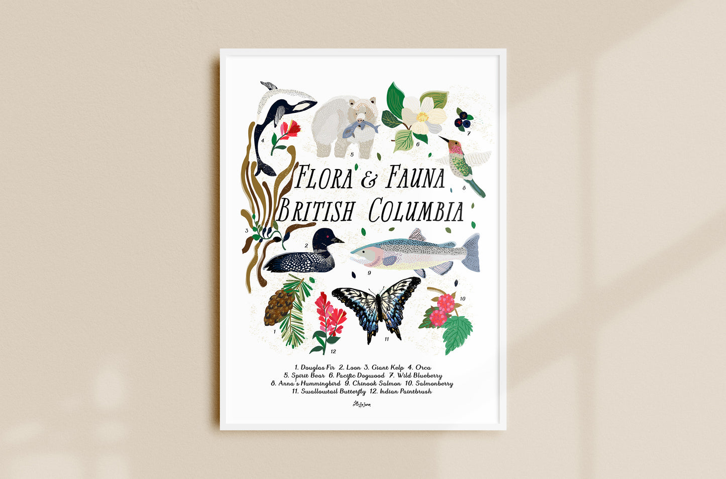 Flora & Fauna of British Columbia Art Print