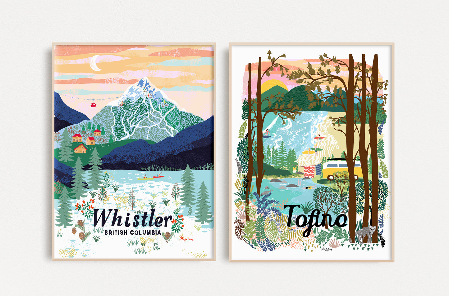 Ski and Surf Art Print Set